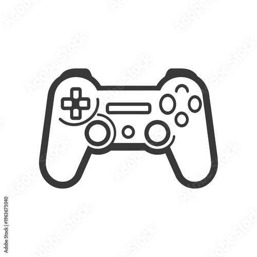A black and white illustrated representation of a game controller