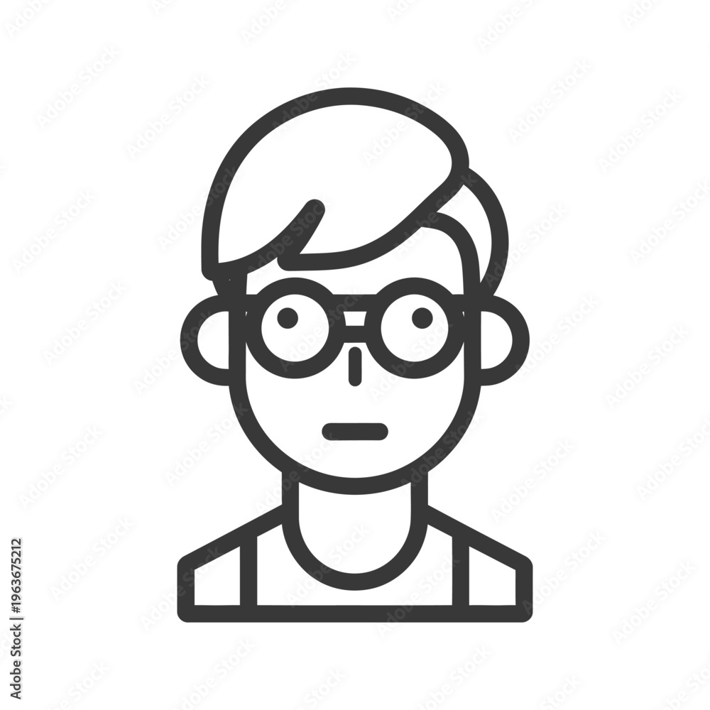 Obraz premium A simple line drawing of a person wearing eyeglasses