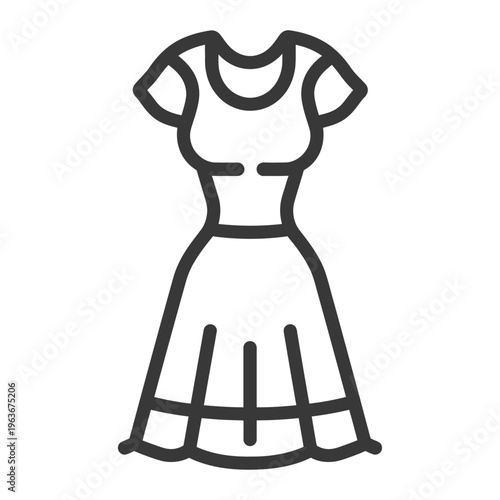 A simple line drawing depicting a stylish summer dress design