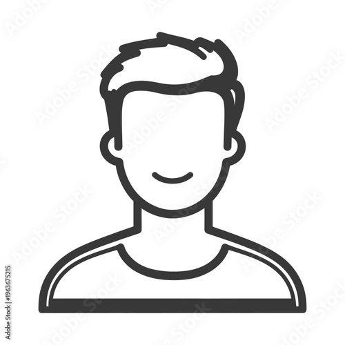 A smiling faceless illustration depicting the upper body of a person