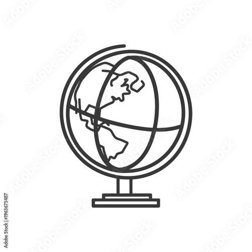 A simple black and white illustration of a terrestrial globe