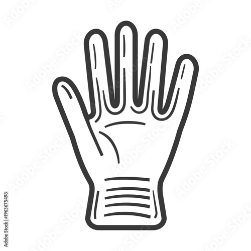 Simple black and white illustration of an open hand glove