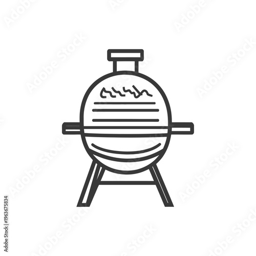 A simple black and white illustration of a portable grill