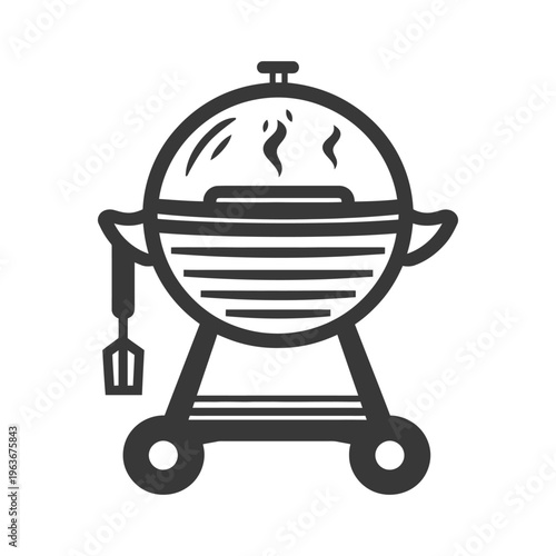 A graphic illustration of a charcoal grill barbecue in use