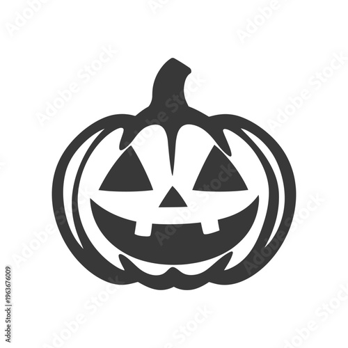 A simple black silhouette of a smiling jack o lantern