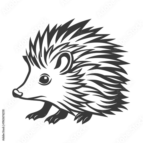 A detailed illustration of a hedgehog in a side profile