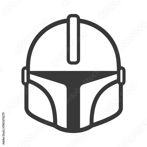 Detailed black and white illustration of a futuristic helmet design