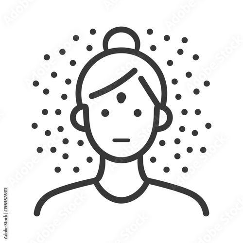 A minimalistic illustration depicts a person with an allergic reaction