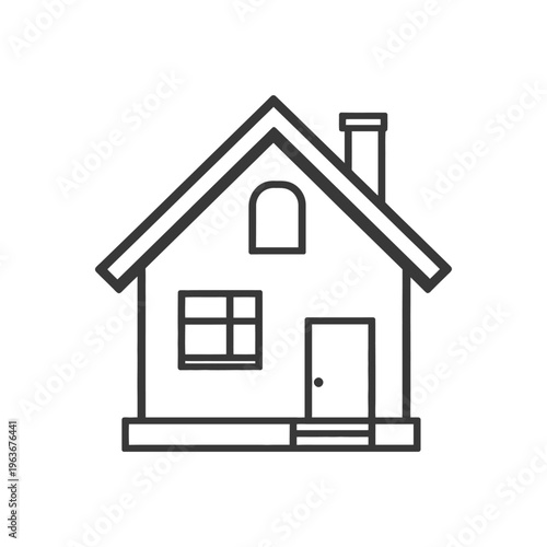 A simple black and white illustration of a detached house