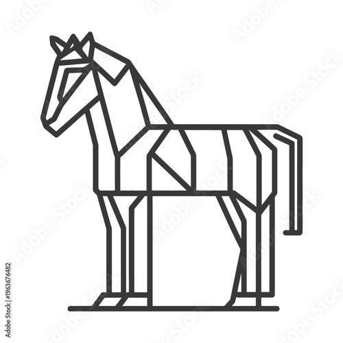 A Geometric Black and White Illustration of a Zebra