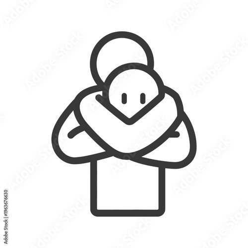 Simple minimalist illustration representing a comforting hug between two people