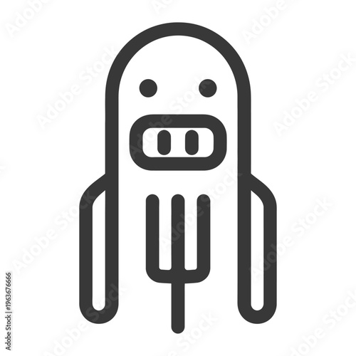 A simplistic cartoon character holding a fork utensil design