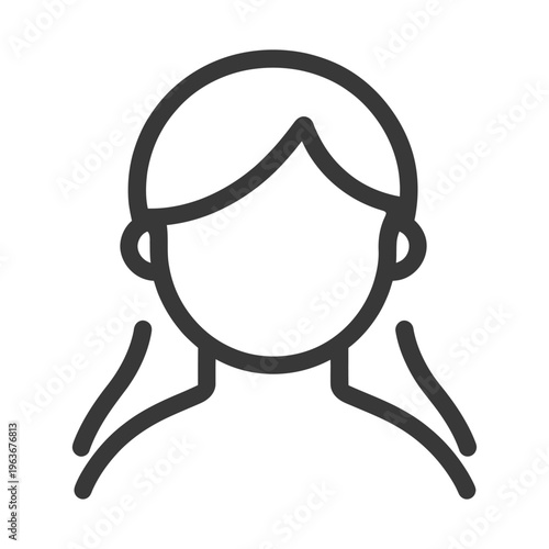 A simple outline illustration of a person with long hair