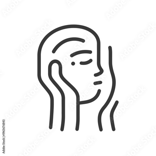 A simple outline illustration of a calm person resting