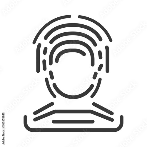 An abstract line art illustration representing a persons biometric identification