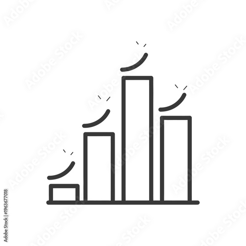 Simple black and white illustration representing rising trends and achievements