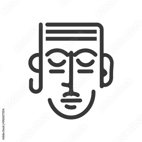 Simple line art illustration of a peaceful stylized human face