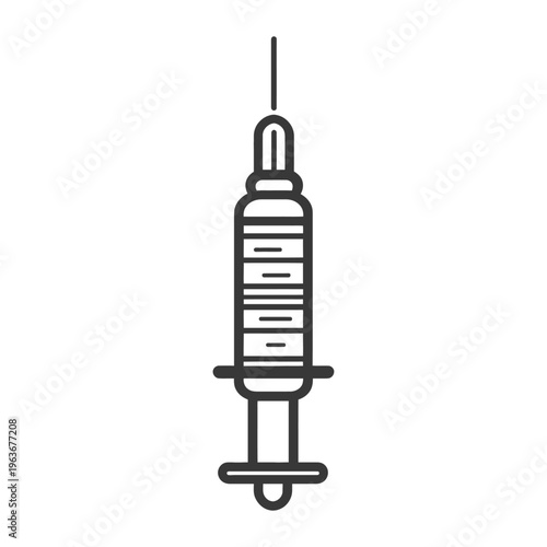 A line drawing depicts a medical syringe for injecting medication