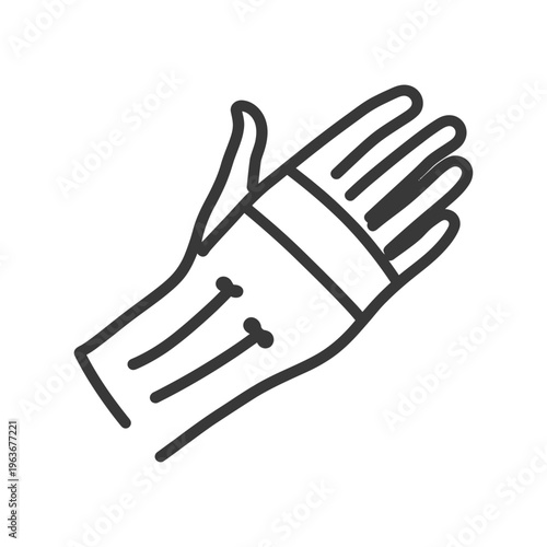 Simple illustration of an open hand with fingers and a wrist band