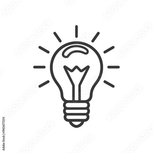 A Simple Illustrated Lightbulb Symbol Emitting Rays of Brightness