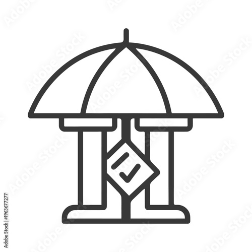 A stylized icon illustrating concepts of insurance and protection visually