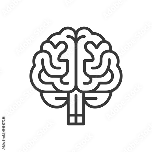 A black and white simplified illustration of the human brain