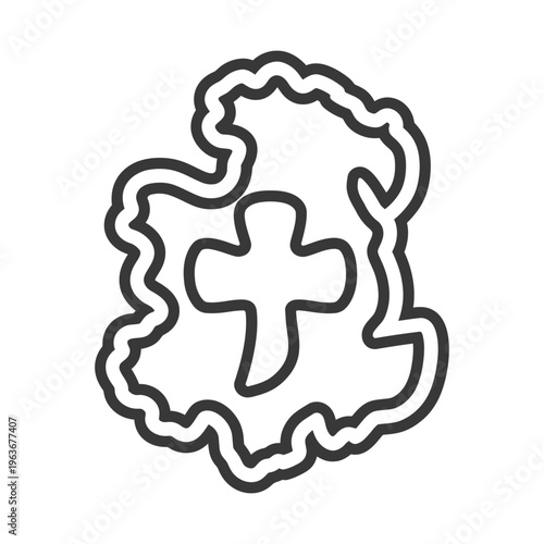 Simple outline illustration showing a cross shape inside a border