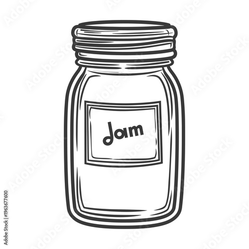 An illustration depicting a glass jar containing delicious fruit jam