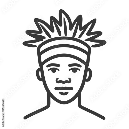 A simple drawing of a person wearing a striped headband