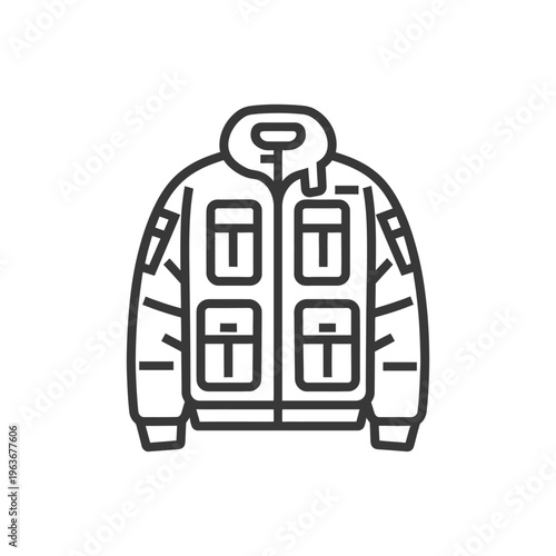 A simple vector illustration of a winter jacket with pockets