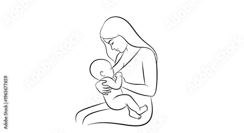 Mother breastfeeding baby in a tender moment.