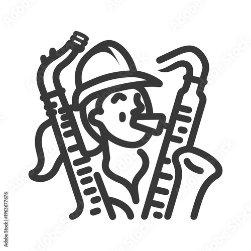 A musician is holding and playing the saxophone instrument