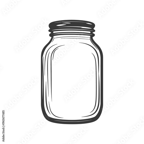A grayscale illustration depicts an empty jar with a lid on top