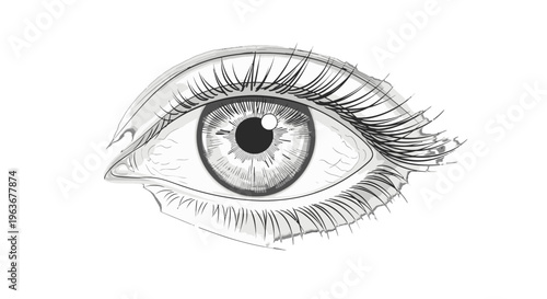 A detailed illustration of a human eye.
