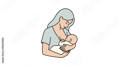 Mother holding and nursing newborn baby.