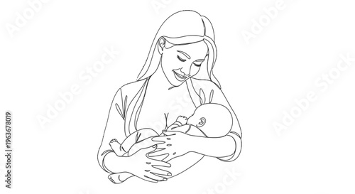 A mother nursing her newborn baby.