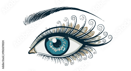 A detailed illustration of a blue eye.