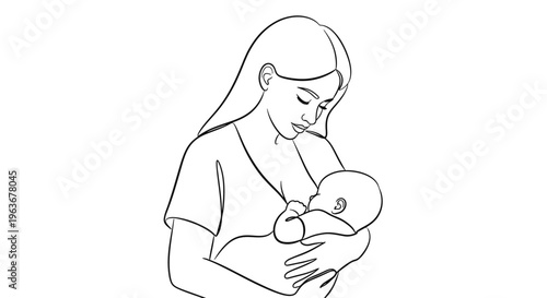 Mother holding and nursing newborn baby.