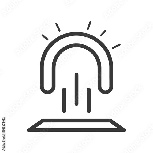 A simple magnetic force illustration with a solid black outline design