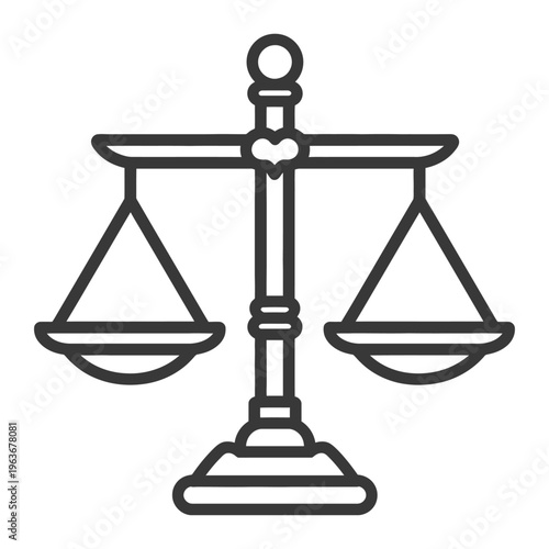 Depiction of an emblem representing justice and equitable measurements