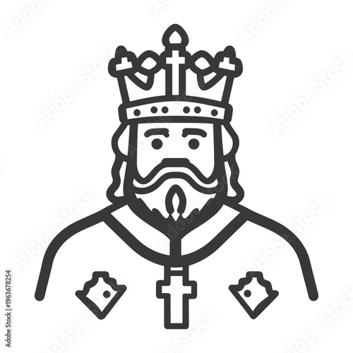 A Line Drawing Depicting A Royal King Wearing A Crown