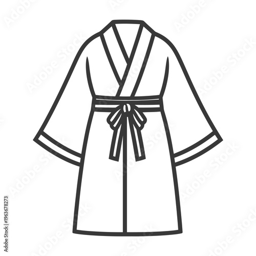 A simple line drawing of a wrap style kimono