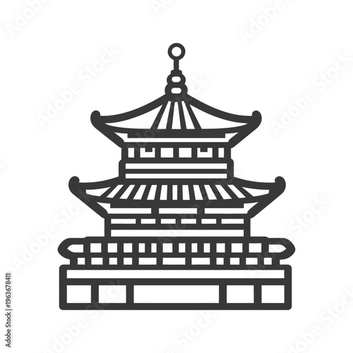 A Simple Illustration Depicting a Traditional Multi Tiered Building Structure