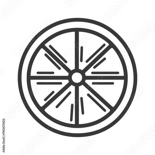 A stylized illustration representing a cross section of a citrus fruit