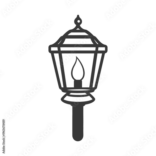 An Illustrated Drawing Depicting a Detailed Silhouette Street Lamp