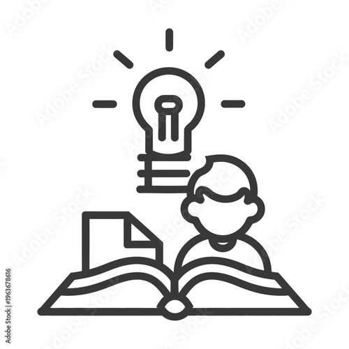 A person reading with a glowing idea above an open book