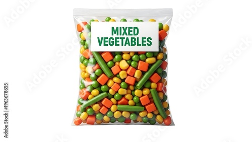 A bag of mixed vegetables on transparent background