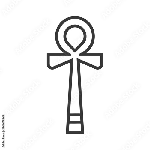 A simple black and white depiction of an ankh symbol