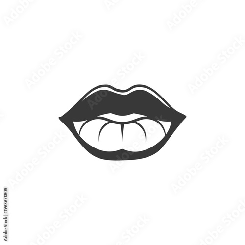 Simplified black and white illustration of open human mouth