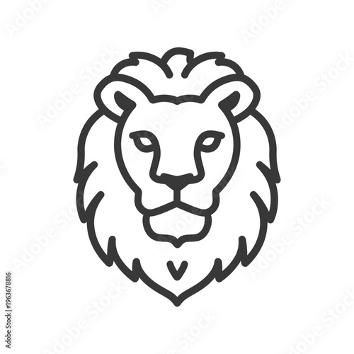 A symmetrical illustrated outline of a regal lion face